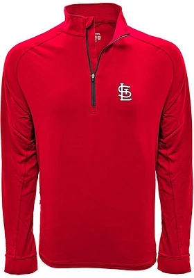 Levelwear St Louis Cardinals Mens Red Peak Embroidery Long Sleeve Qtr Zip Pullover