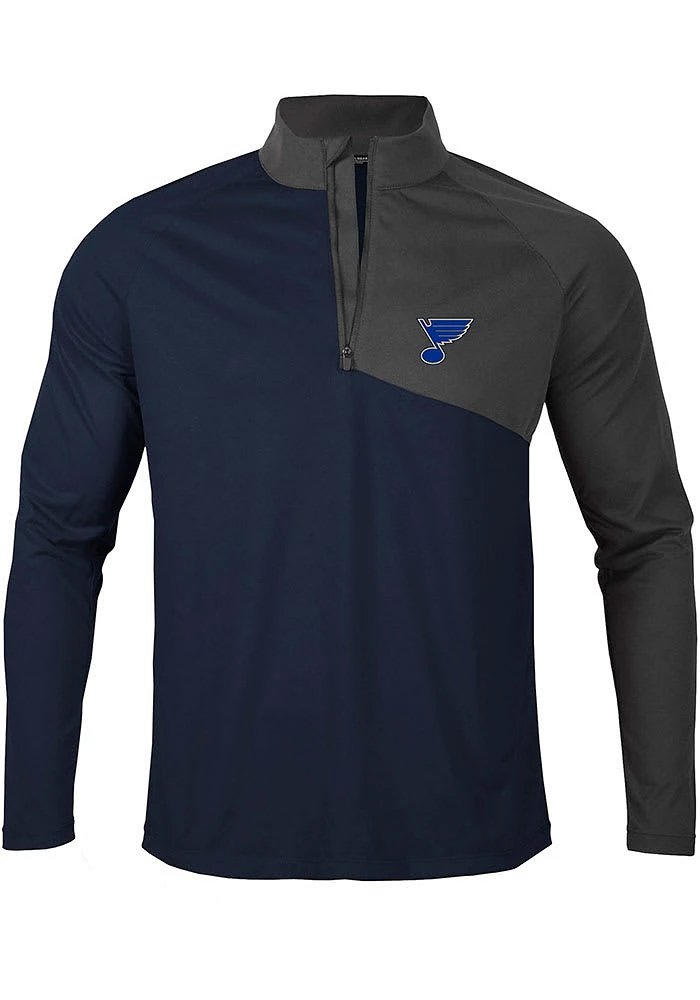 Levelwear St Louis Blues Mens Blue PINNACLE Long Sleeve Qtr Zip Pullover