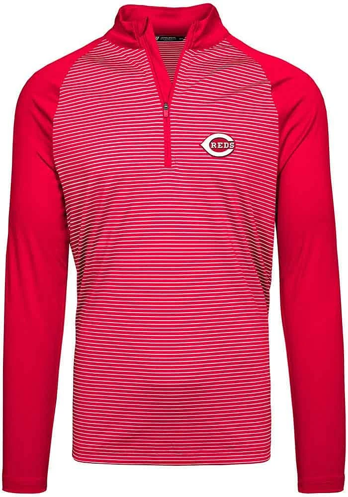 Levelwear Cincinnati Reds Mens Red Charter Long Sleeve Qtr Zip Pullover
