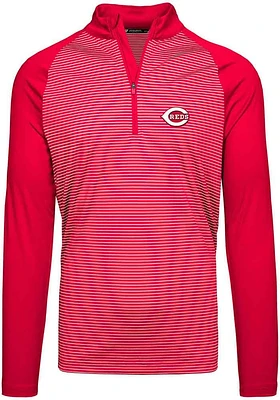 Levelwear Cincinnati Reds Mens Red Charter Long Sleeve Qtr Zip Pullover