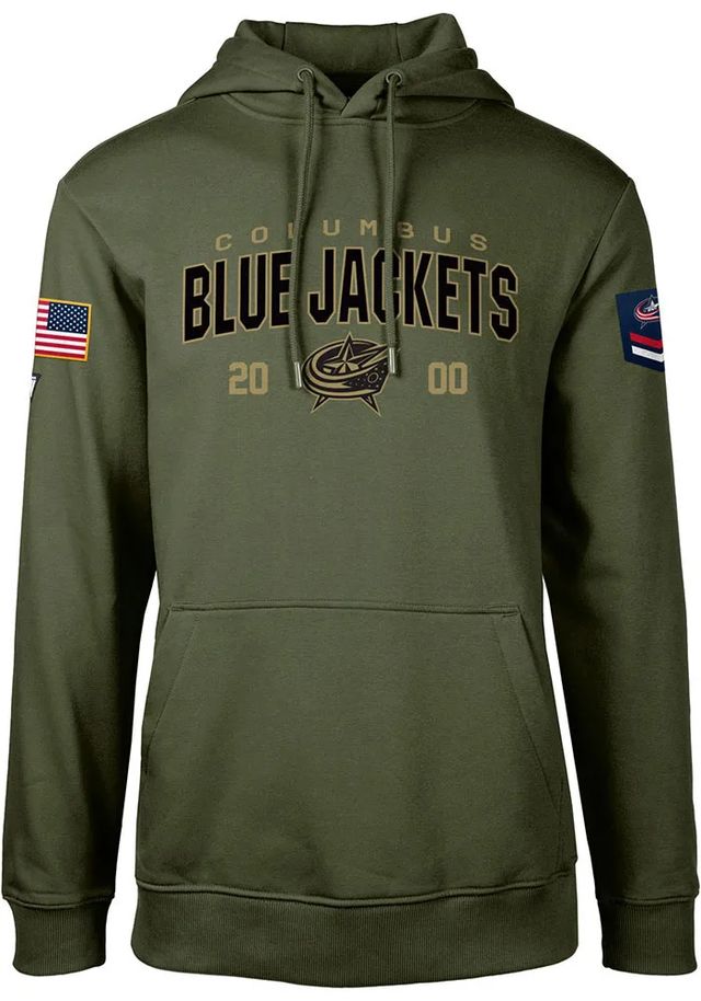 Levelwear Columbus Blue Jackets Mens Olive Podium Long Sleeve Hoodie