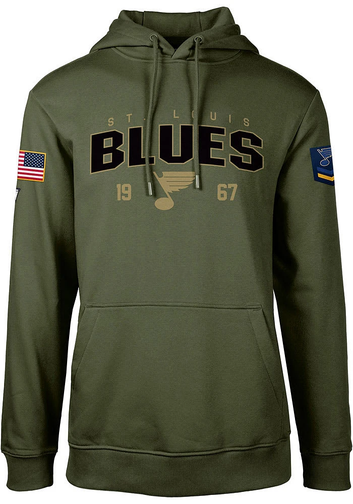 Levelwear St Louis Blues Mens Olive Podium Long Sleeve Hoodie