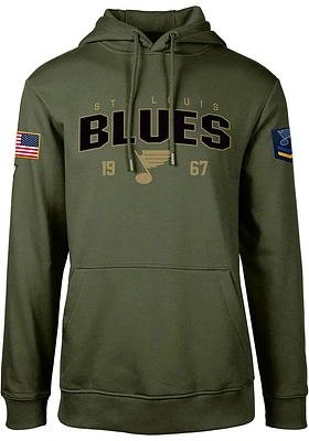 Levelwear St Louis Blues Mens Olive Podium Long Sleeve Hoodie