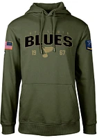 Levelwear St Louis Blues Mens Olive Podium Long Sleeve Hoodie