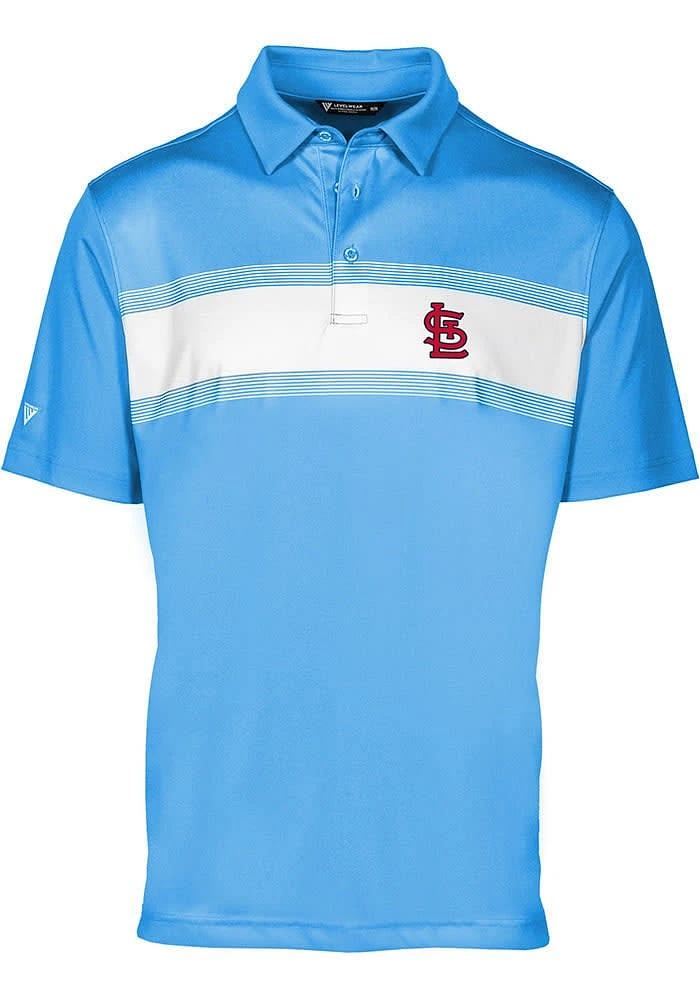 Levelwear St Louis Cardinals Mens Light Blue Exert Short Sleeve Polo