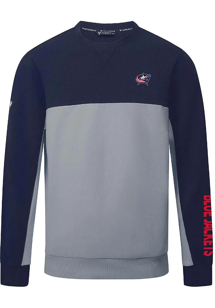 Levelwear Columbus Blue Jackets Mens Navy Legacy Long Sleeve Crew Sweatshirt