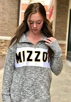 Missouri Tigers Womens Grey Cozy Fleece Qtr Zip