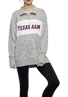 Texas A&M Aggies Womens Grey Cozy Fleece Qtr Zip