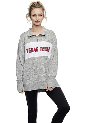 Texas Tech Red Raiders Womens Grey Cozy Fleece Qtr Zip