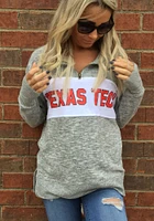 Texas Tech Red Raiders Womens Grey Cozy Fleece Qtr Zip