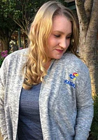 Kansas Jayhawks Womens Grey Cozy Fleece Long Sleeve Cardigan