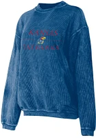 Kansas Jayhawks Womens Blue Corded Style Crew Sweatshirt