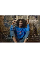 Kansas Jayhawks Womens Blue Corded Style Crew Sweatshirt