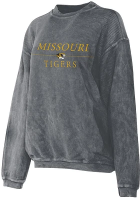 Missouri Tigers Womens Charcoal Corded Pattern Crew Sweatshirt