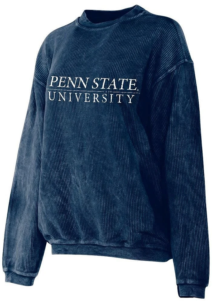Penn State Nittany Lions Womens Navy Blue Corded Style Crew Sweatshirt