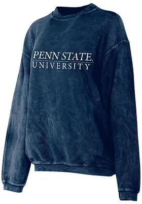 Penn State Nittany Lions Womens Navy Blue Corded Style Crew Sweatshirt
