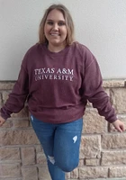 Texas A&M Aggies Womens Maroon Corded Crew Sweatshirt