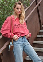 Texas Tech Red Raiders Womens Corded Design Crew Sweatshirt