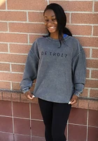 Detroit Womens Charcoal Corded Crew Sweatshirt