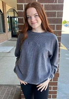 Detroit Womens Charcoal Corded Crew Sweatshirt
