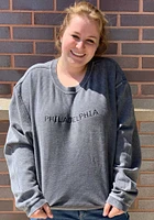 Philadelphia Womens Charcoal Corded Crew Sweatshirt