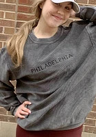 Philadelphia Womens Charcoal Corded Crew Sweatshirt