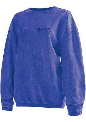 St Louis Womens Blue Corded Crew Sweatshirt