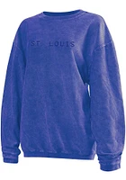 St Louis Womens Blue Corded Crew Sweatshirt
