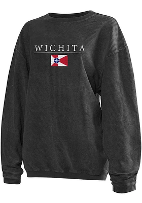 Wichita Womens Charcoal Corded Crew Sweatshirt