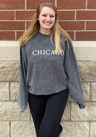 Chicago Womens Charcoal Corded Crew Sweatshirt