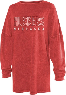 Nebraska Cornhuskers Womens Red College LS Tee