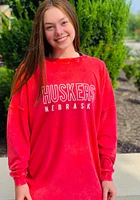 Nebraska Cornhuskers Womens Red College LS Tee