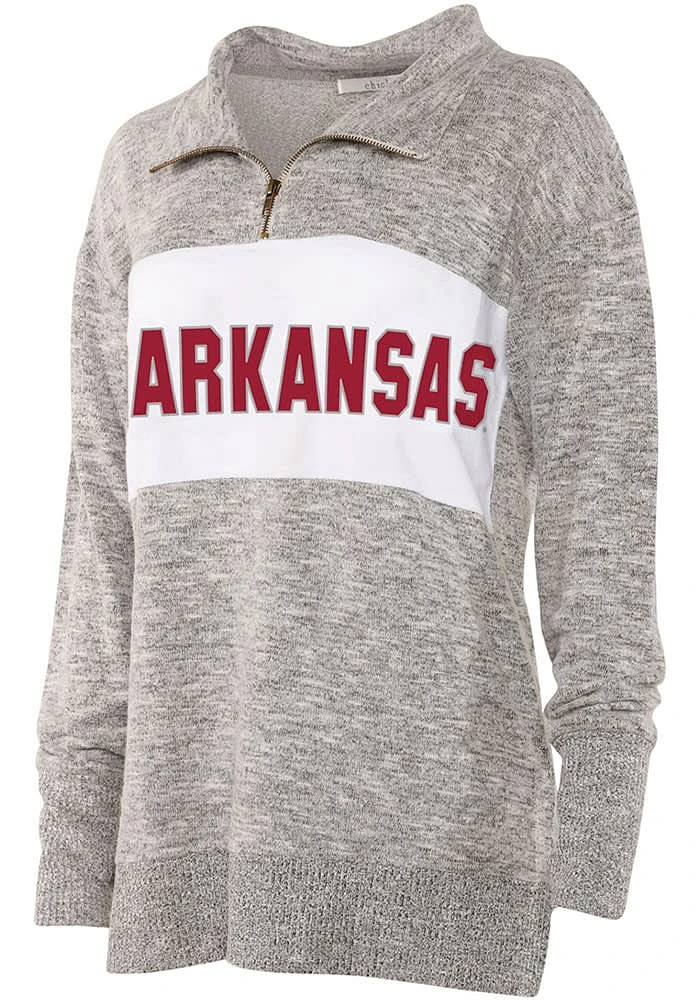 Arkansas Razorbacks Womens Grey Cozy Qtr Zip