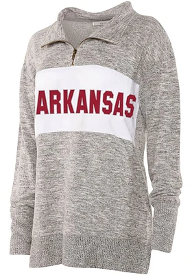 Arkansas Razorbacks Womens Grey Cozy Qtr Zip