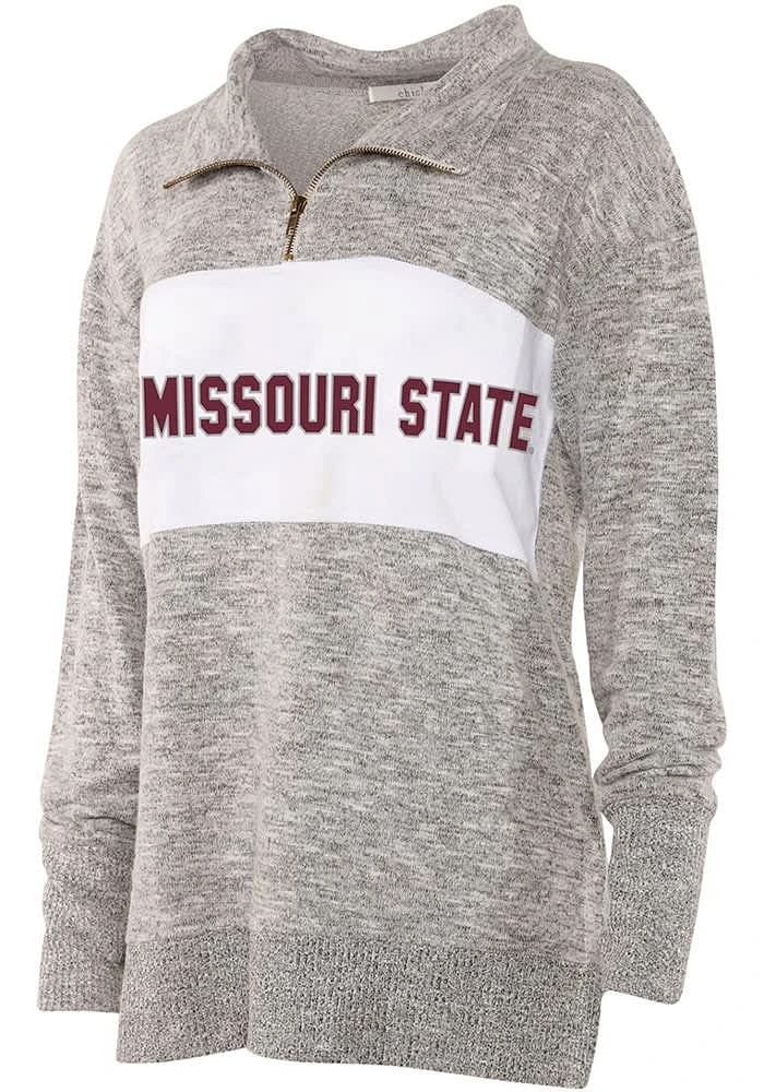 Missouri State Bears Womens Grey Cozy Fleece Edition Qtr Zip