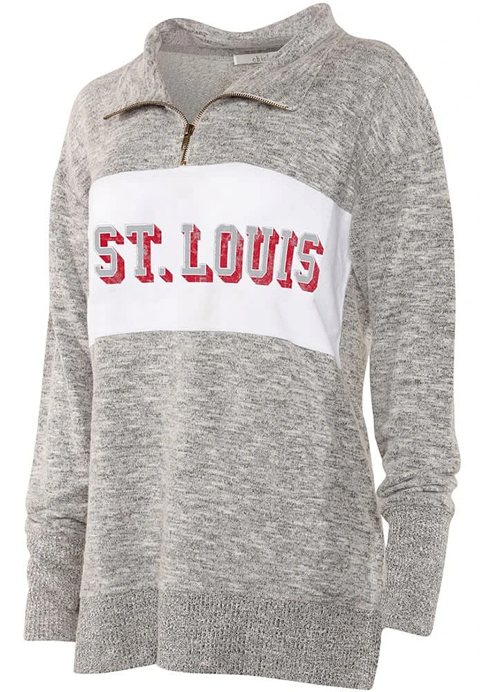 St Louis Womens Grey Cozy Quarter Zip Qtr