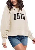 Ohio Women's Natural Corded Boxy Pullover Long Sleeve Crew