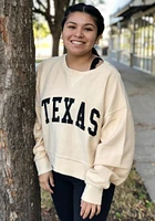 Texas Womens Natural Wordmark Crew Sweatshirt