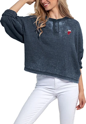Texas Womens Navy Blue State Shape LS Tee
