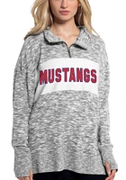 SMU Mustangs Womens Grey Cozy Comfort Qtr Zip