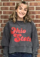 Ohio State Buckeyes Womens Charcoal Corded Boxy Crew Sweatshirt