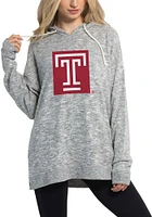 Temple Owls Womens Grey Cozy Tunic Hooded Sweatshirt