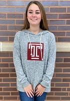 Temple Owls Womens Grey Cozy Tunic Hooded Sweatshirt