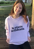 K-State Wildcats Womens Lavender Corded Crew Sweatshirt