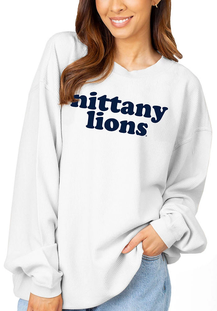 Penn State Nittany Lions Womens White Corded Design Crew Sweatshirt