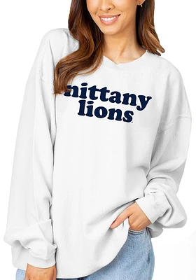 Penn State Nittany Lions Womens White Corded Design Crew Sweatshirt