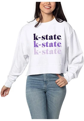 K-State Wildcats Womens White Corded Boxy Crew Sweatshirt