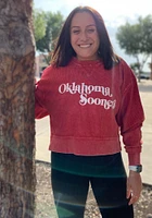 Oklahoma Sooners Womens Crimson Corded Boxy Crew Sweatshirt