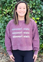Missouri State Bears Womens Maroon Corded Boxy Crew Sweatshirt