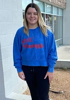 SMU Mustangs Womens Blue Corded Boxy Crew Sweatshirt